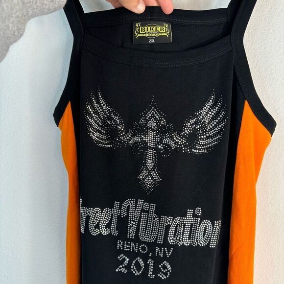 Biker Clothing Women Street Vibrations Tank Top Rhinestone Embellished Y2K Inspo - Picture 4 of 7